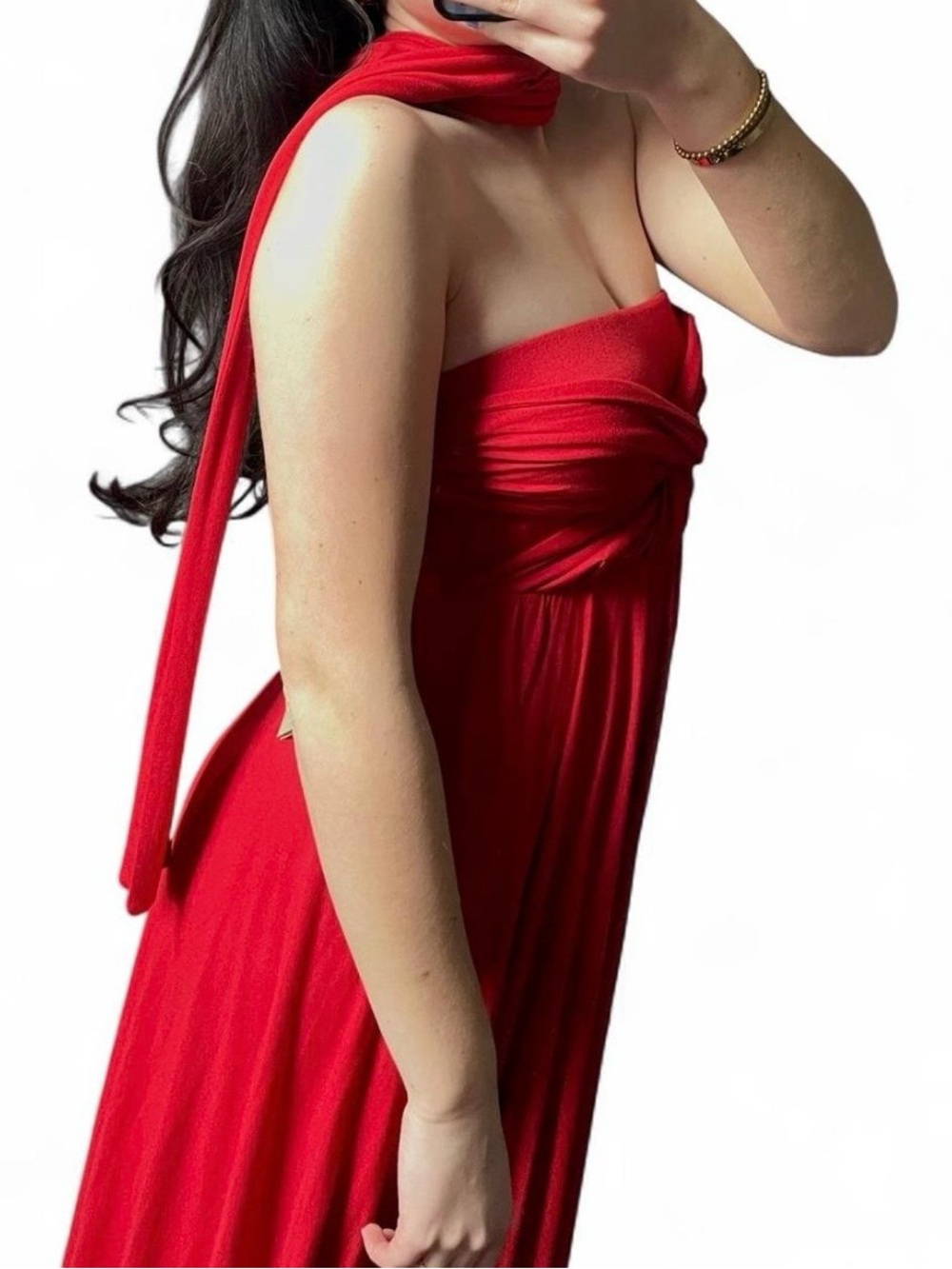 Garnet Hill Convertible Red Midi Dress